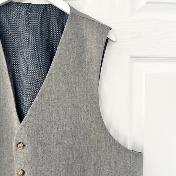 Lauren Ralph Lauren Light Grey Wool Hitchcock Satin Back Button Vest NWT XXL - Picture 3 of 8